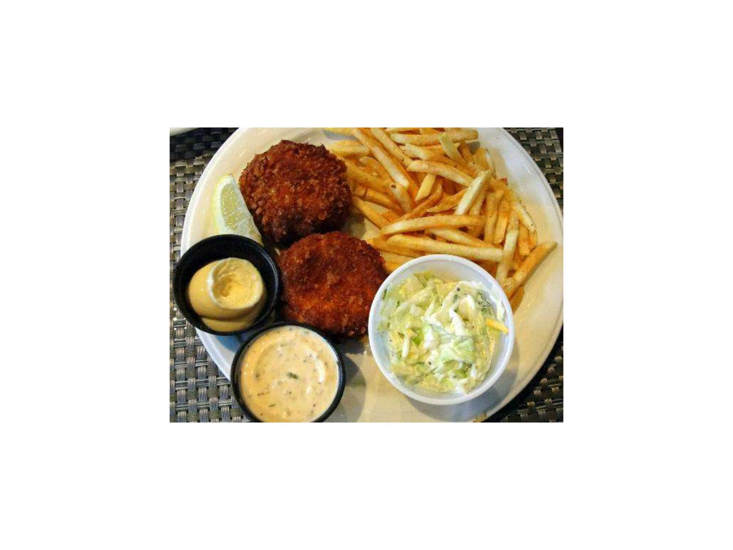 2 Crab Cakes with Fries on the side – The Real Maine Lobster menu item